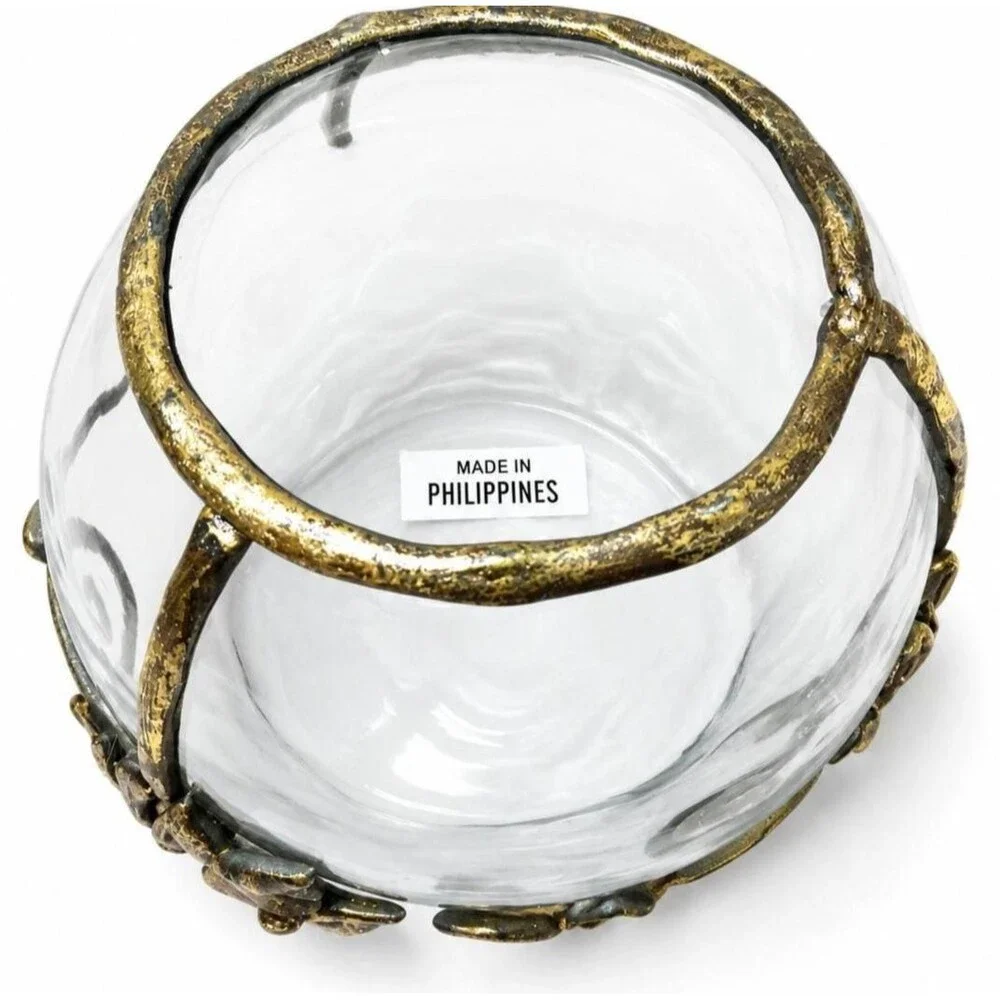 Ornate Gold Grapevine Glass Jar with Lid – Made in Philippines